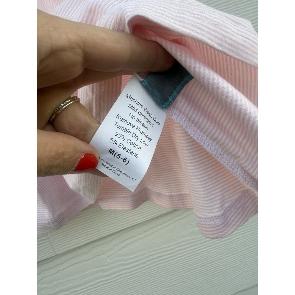 Serendipity By Shrimp And Grits Girls Striped Dress Pink & White Size M (5-6) - Picture 4 of 6
